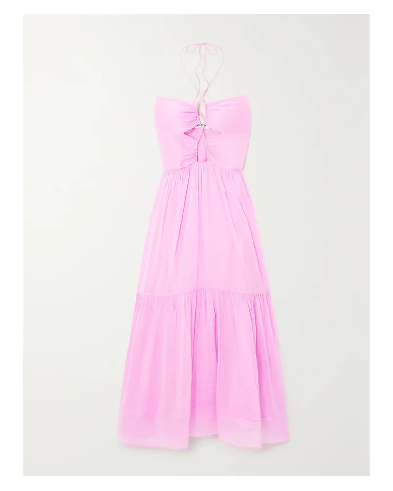 Isabel Marant Birona Neckholder-midikleid Aus Krepon Aus Einer Baumwoll-seidenmischung Mit Cut-outs - Pink Pink