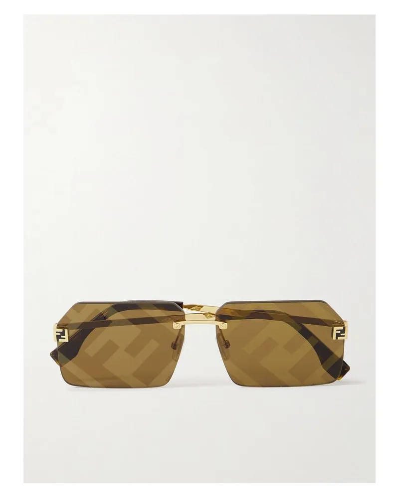 Fendi Fendi Sky Goldfarbene, Rahmenlose Sonnenbrille Gold