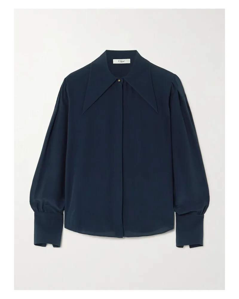 Chloé Hemd Aus Crêpe De Chine Aus Seide - Blau Blau