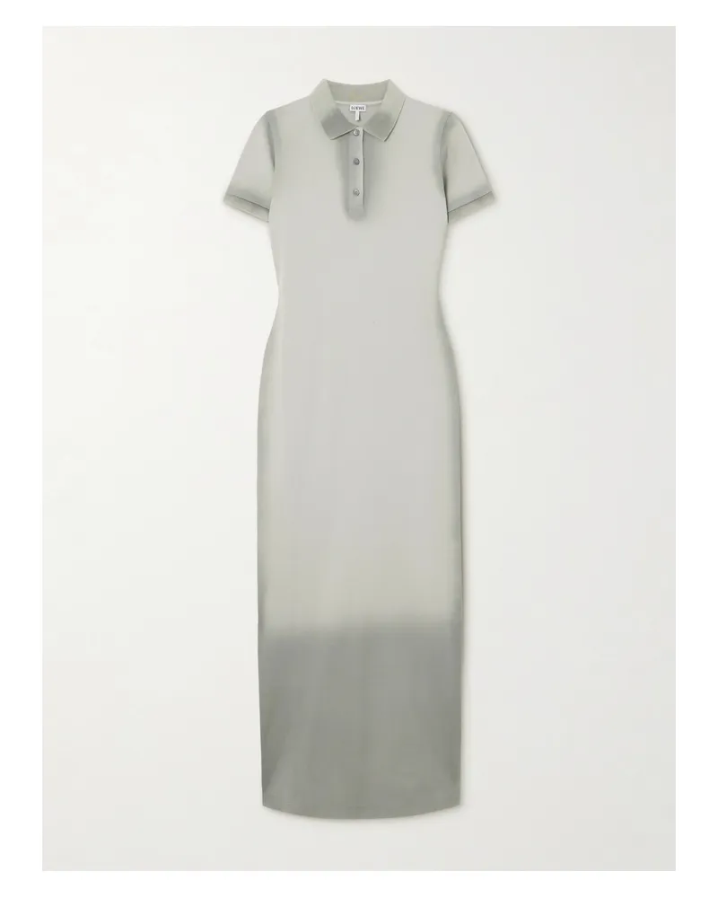 Loewe Midikleid Aus Piqué Aus Einer Baumwollmischung Mit Farbverlauf Und Polokragen - Grau Grau