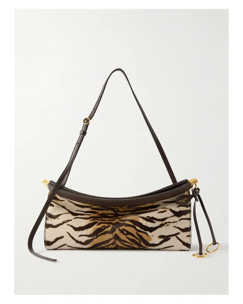 Alaïa Le Click Ew Mittelgroße Schultertasche Aus Kalbshaar Mit Tigerprint Und Leder - Animal-Print Animal-print