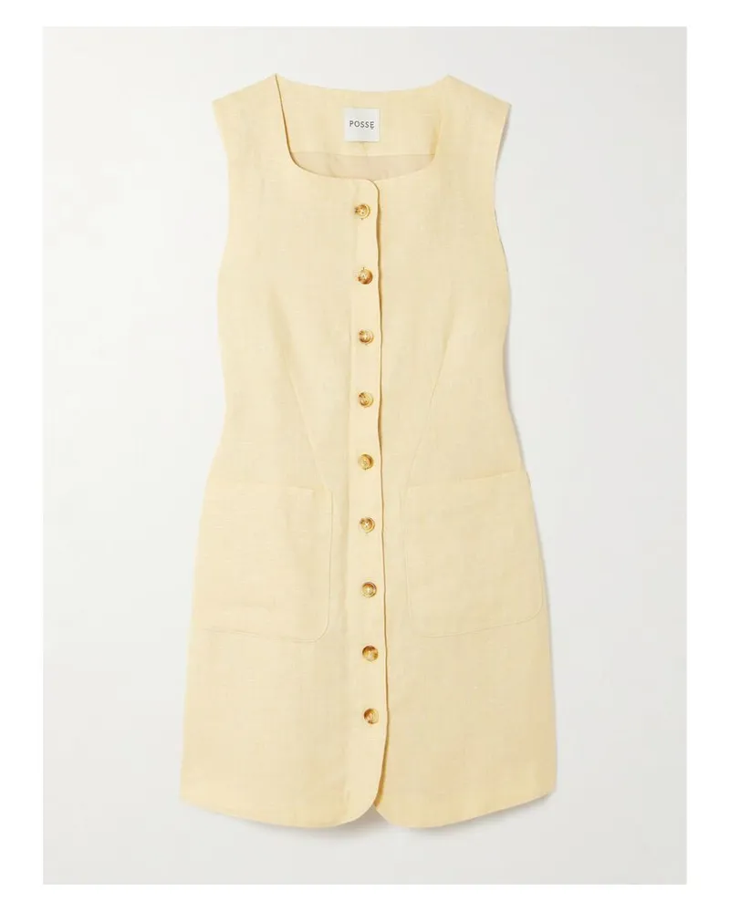 Posse Emma Minikleid Aus Leinen - Gelb Gelb
