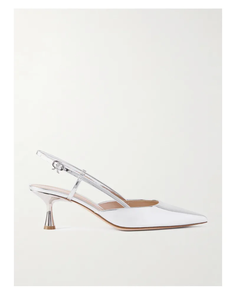 Gianvito Rossi Ascent 55 Mirrored Leather Slingback Pumps - Silver Silver