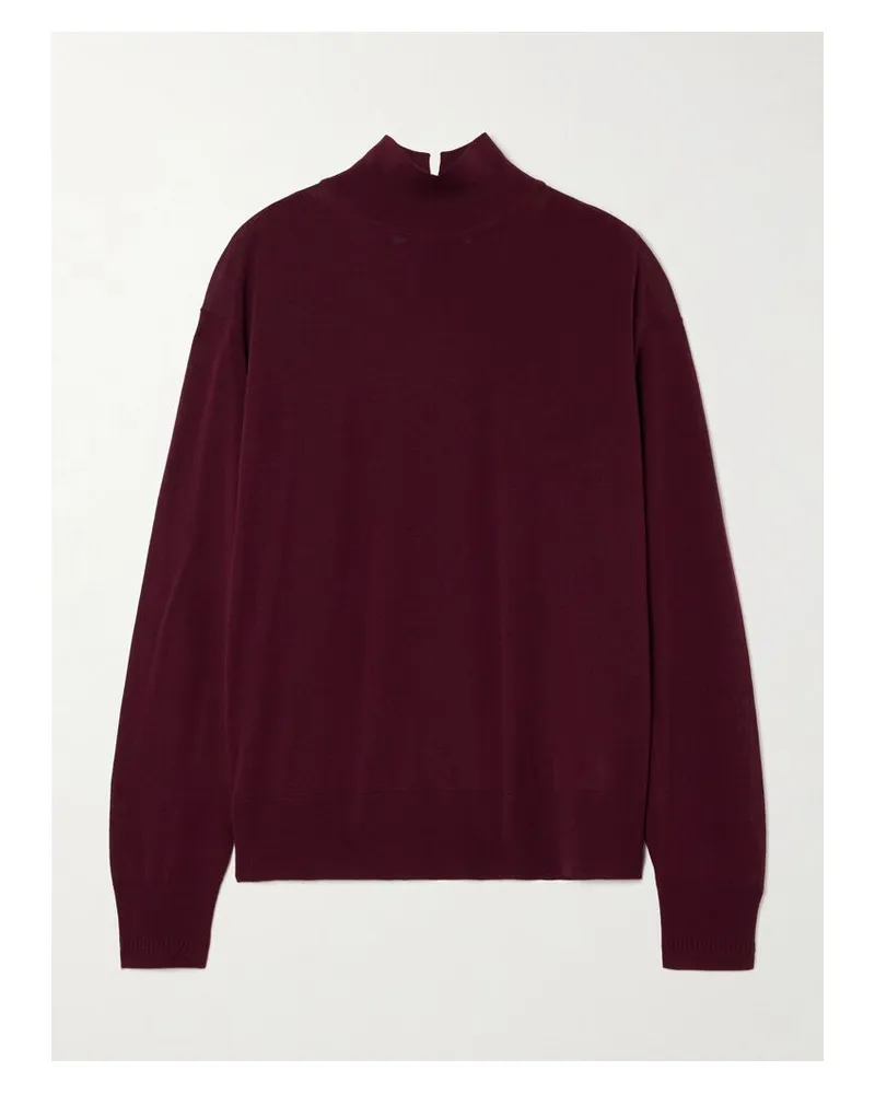 Another Tomorrow Wollpullover Mit Stehkragen - Burgunder Burgunder