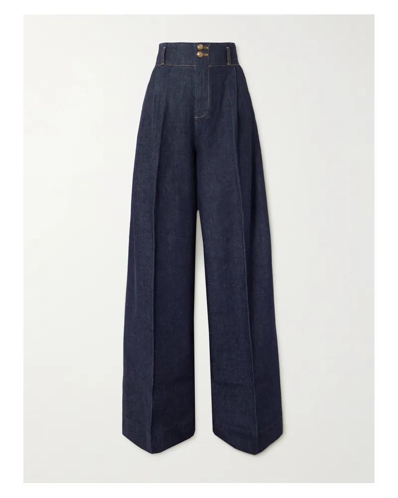 Zimmermann Hypnotic Jeans Mit Weitem Bein Und Falten - Blau Blau