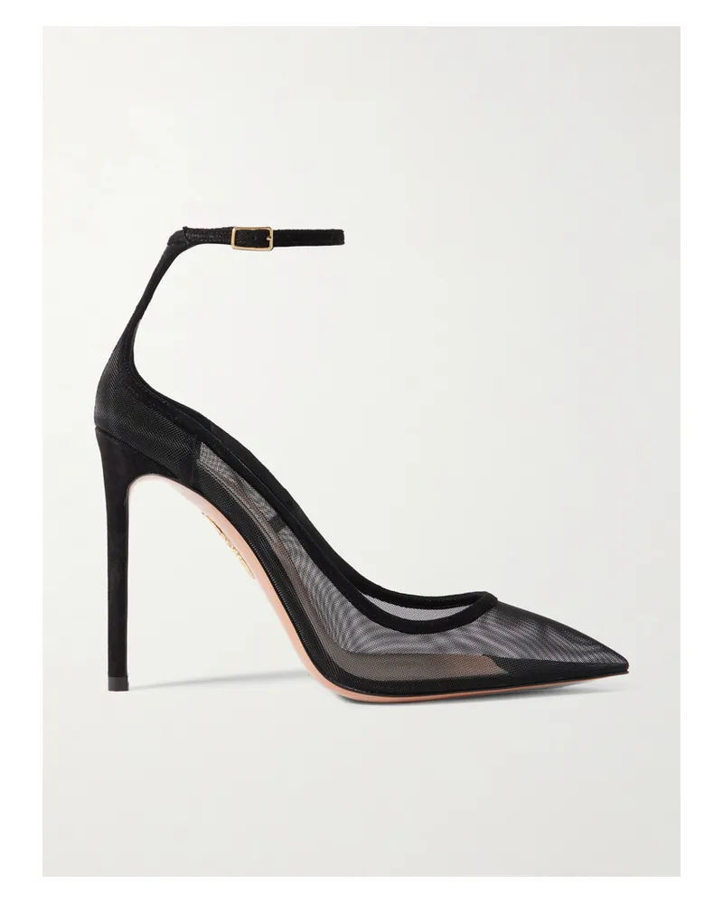 Aquazzura Love Affair 105 Pumps Aus Mesh Mit Velourslederbesätzen - Schwarz Schwarz