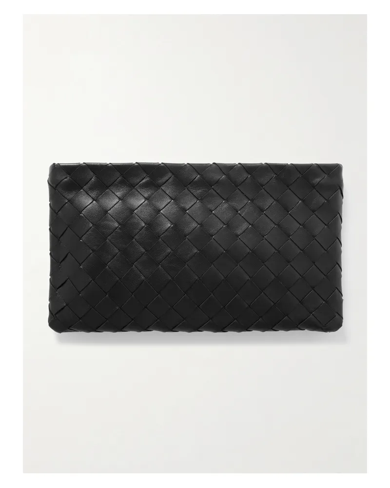 Bottega Veneta Medium Intrecciato Leather Pouch - Black Black