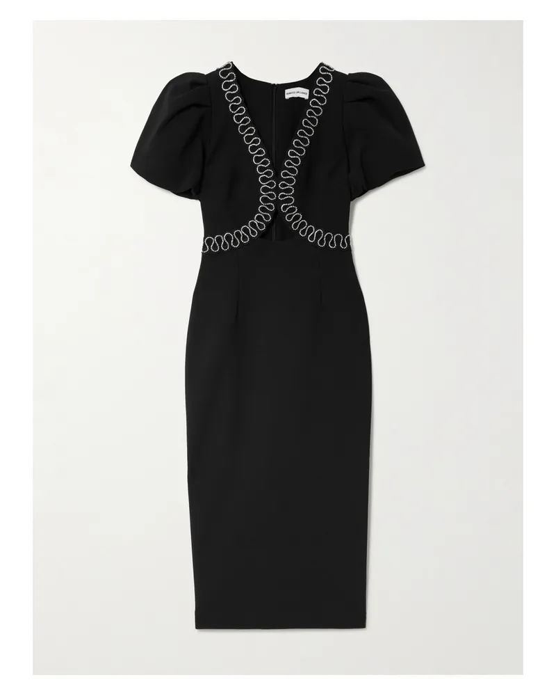 Rebecca Vallance Nyx Crystal-embellished Cutout Crepe Midi Dress - Black Black