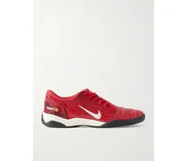 Total 90 Se Sneakers Aus Leder Mit Schlangeneffekt Und Stickereien - Rot