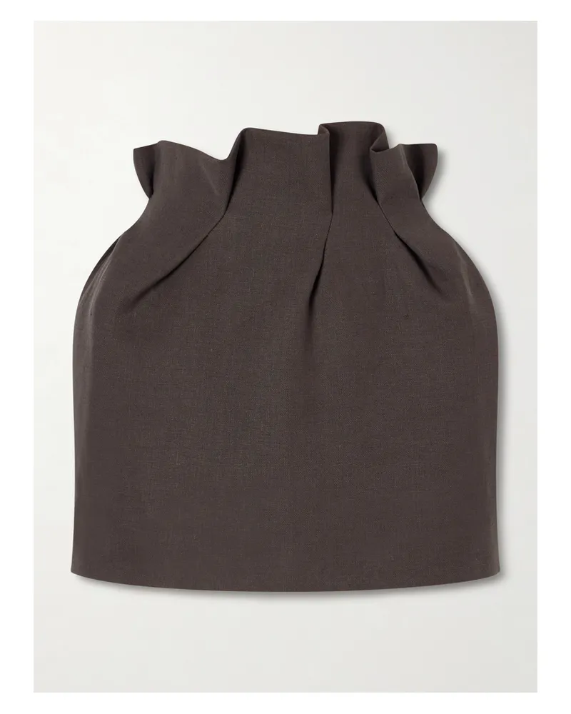 Magda Butrym Padded Linen-blend Mini Skirt - Brown Brown