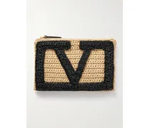 Viva Superstar Crocheted Raffia Pouch - Neutrals
