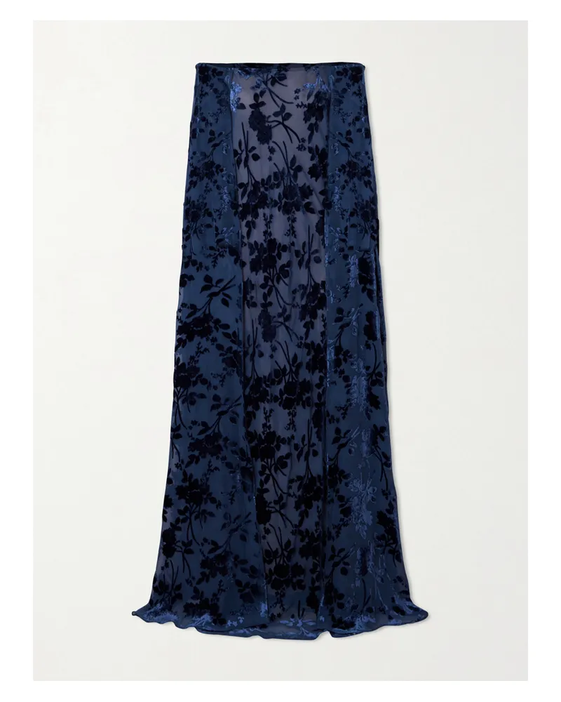 Rodarte Robe Aus Devoré-samt Mit Cape-effekt - Blau Blau