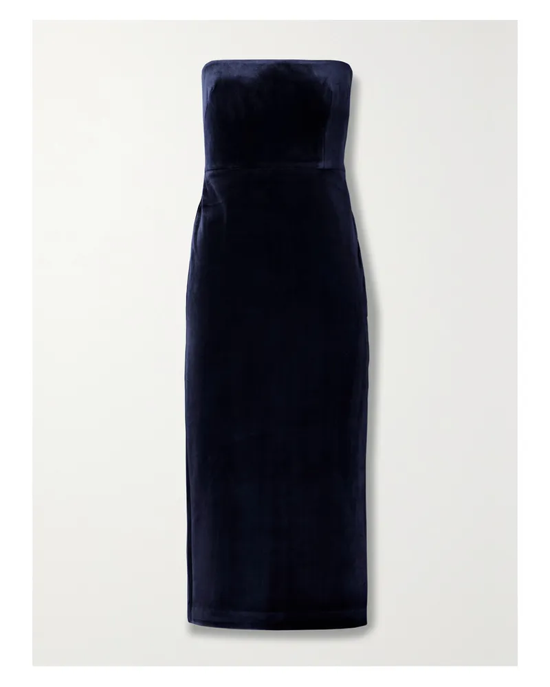 Alex Perry Trägerloses Midikleid Aus Samt - Blau Blau