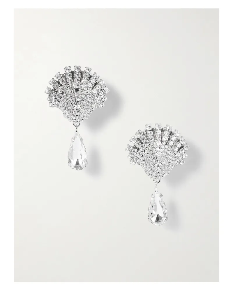 Alessandra Rich Silver-tone And Crystal Clip Earrings Silver