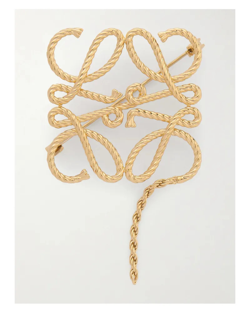 Loewe Anagram Rope Goldfarbene Brosche Gold
