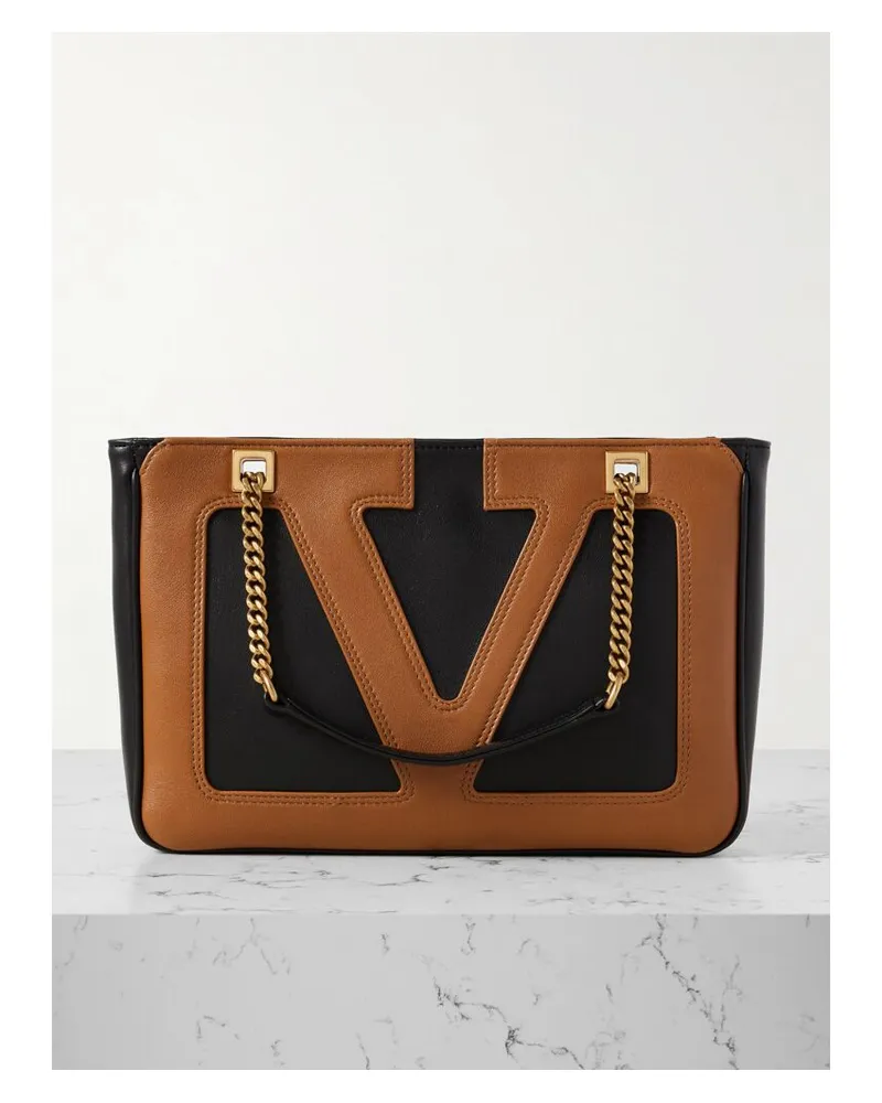 Valentino Garavani Viva Superstar Zweifarbige Schultertasche Aus Leder - Braun Braun