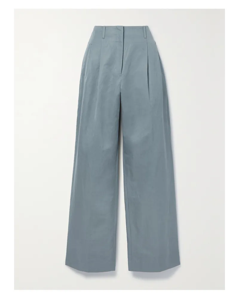 The Row Gaugin Hose Mit Weitem Bein Aus Einer Baumwoll-ramiemischung - Blau Blau