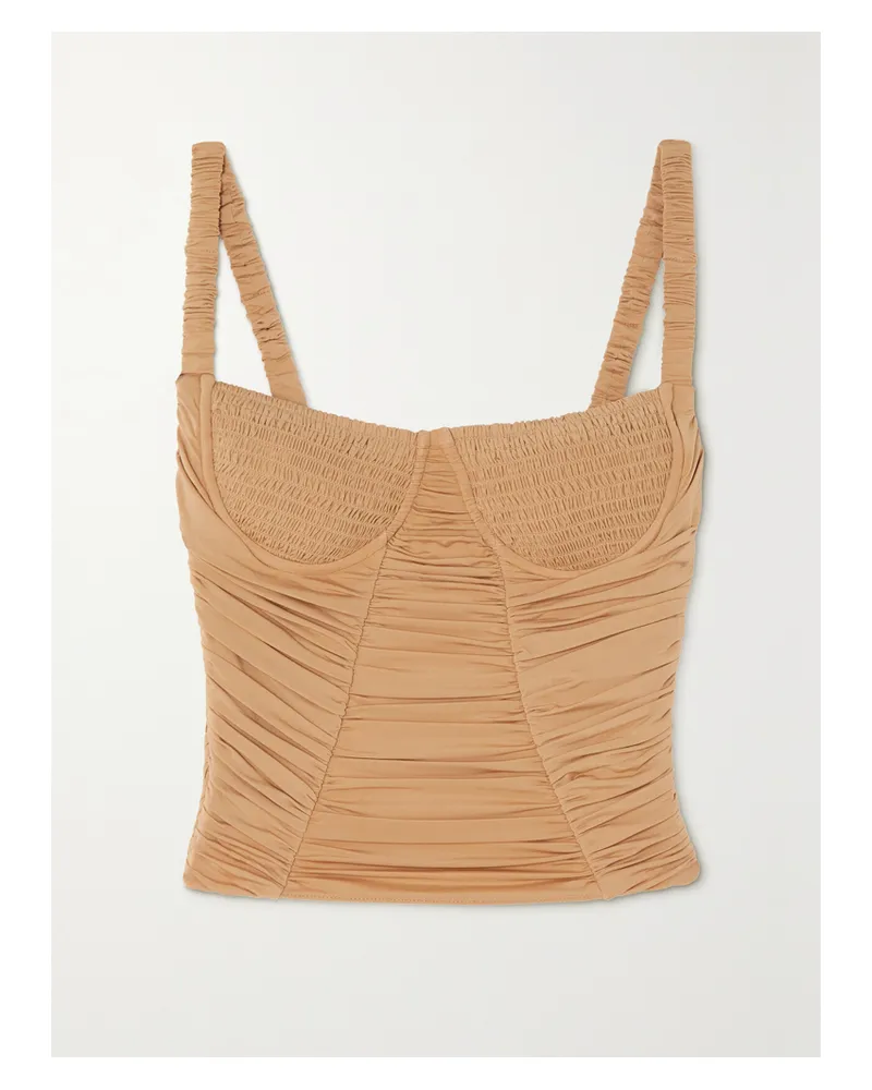 Dion Lee Doric Bustier Aus Stretch-jersey Mit Raffungen - Braun Braun