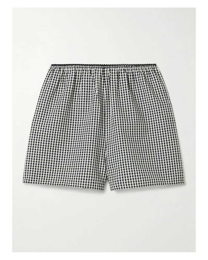 DÔEN Larena Shorts Aus Gestreiftem Seersucker Mit Recycelten Fasern - Schwarz Schwarz