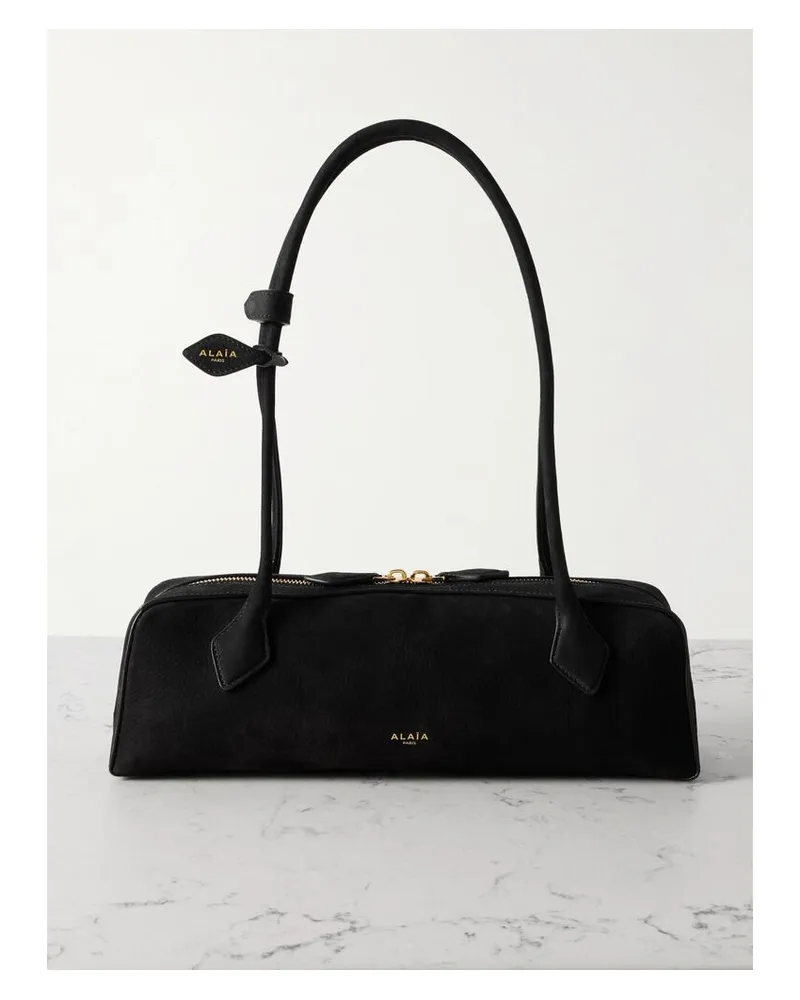 Alaïa Le Teckel Mittelgroße Schultertasche Aus Nubukleder - Schwarz Schwarz