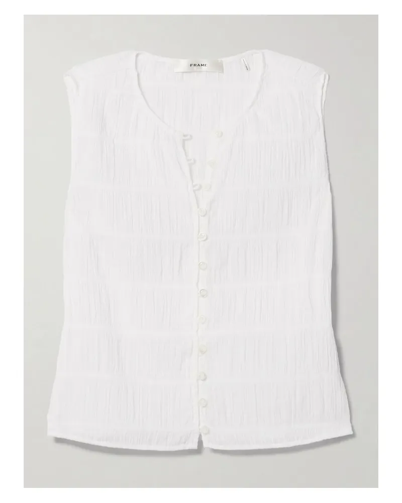 Frame Denim Oberteil Aus Gerafftem Voile Aus Einer Baumwollmischung - Weiß Weiß
