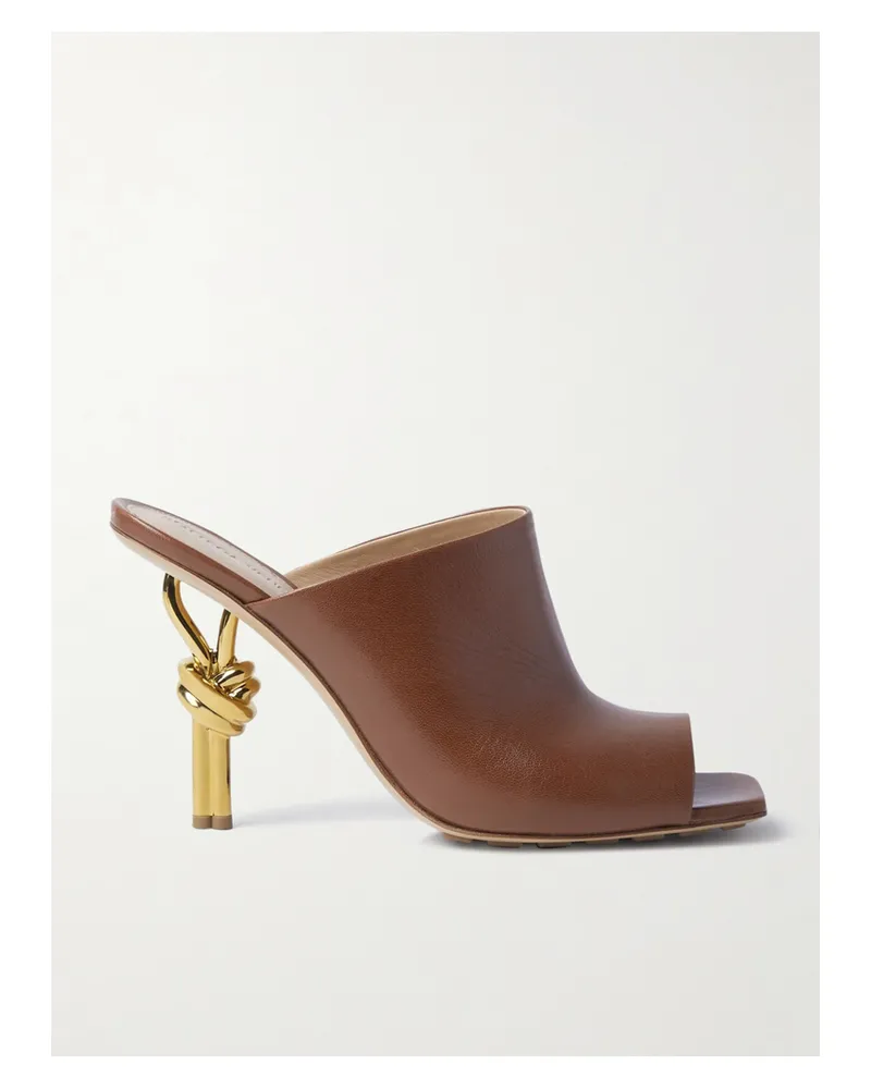 Bottega Veneta Knot Leather Mules - Brown Brown