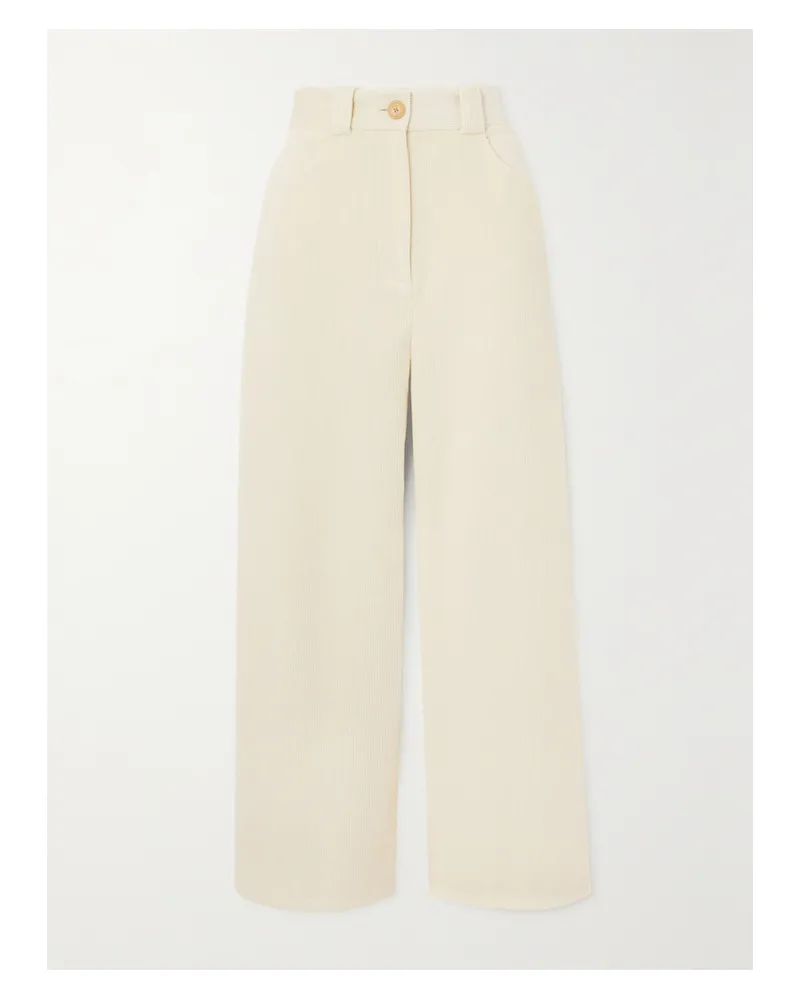 KHAITE Rapton Hose Mit Weitem Bein Aus Baumwollcord - Wollweiß Wollweiß