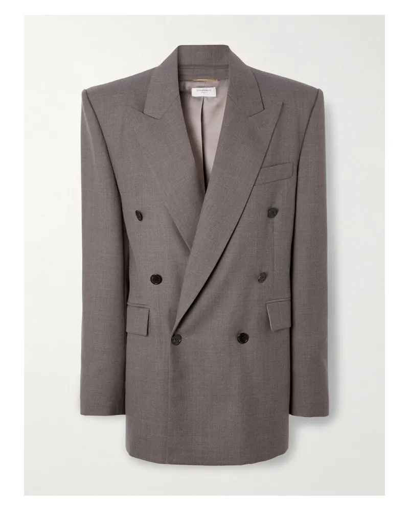 Saint Laurent Doppelreihiger Blazer Aus Wolle - Grau Grau