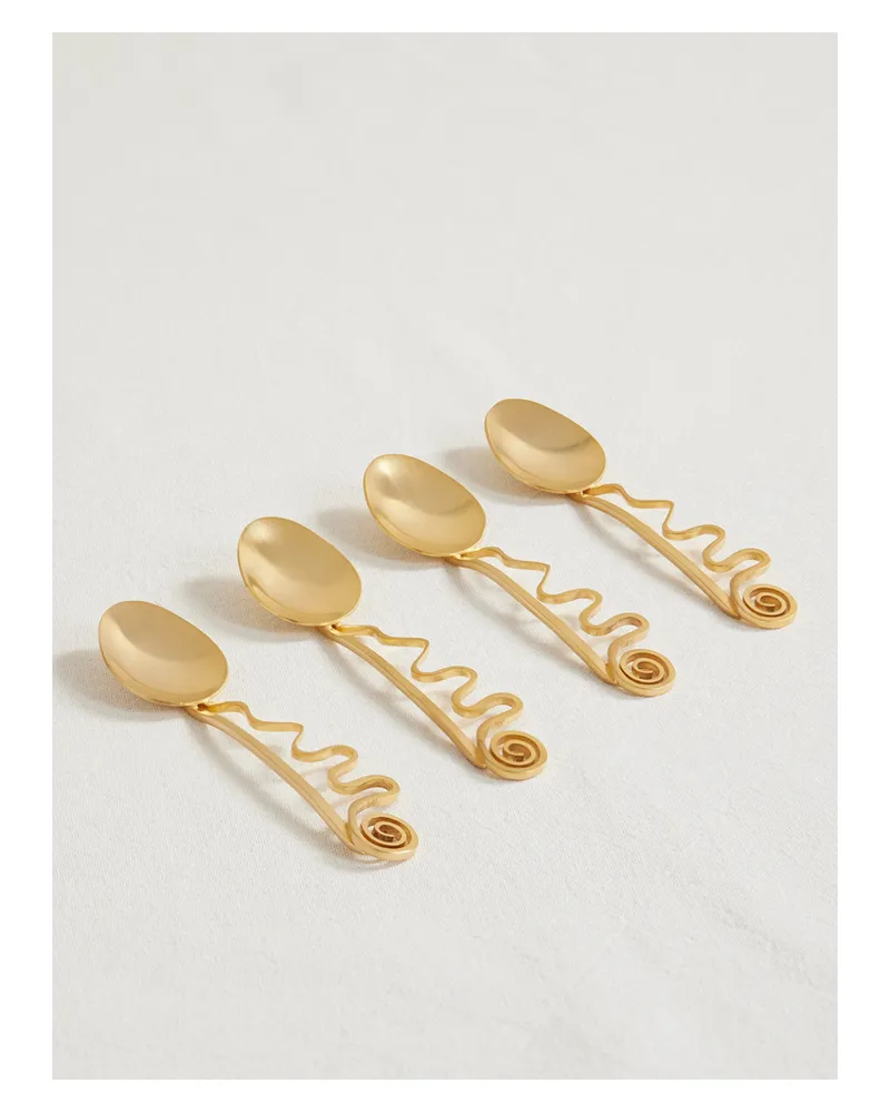 L’OBJET Spirale Set Aus Vier Vergoldeten Teelöffeln Gold