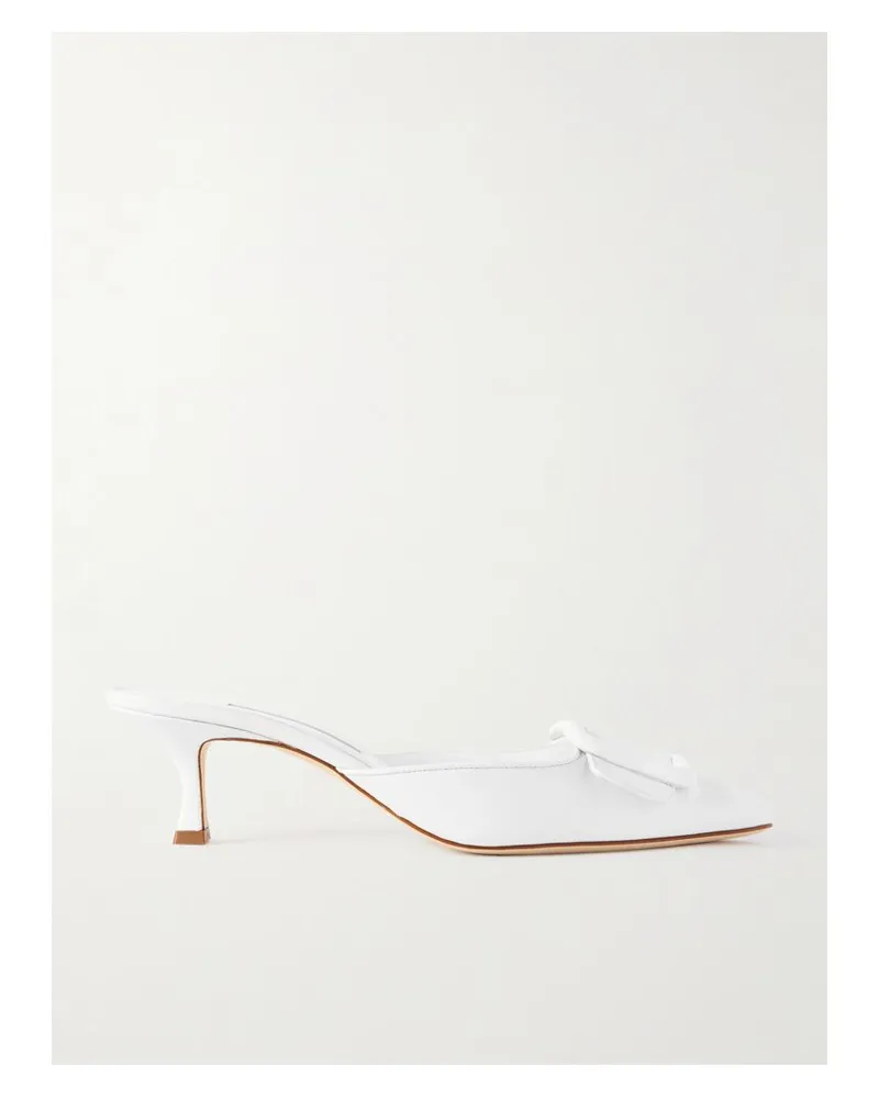 Manolo Blahnik Maysale 50 Mules Aus Leder Mit Schnalle - Weiß Weiß