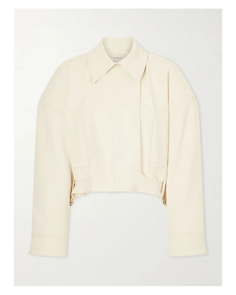 SPORTMAX Cropped Belted Woven Jacket - Neutrals Neutrals