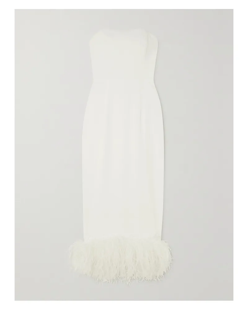 16ARLINGTON Minelli Trägerloses Midikleid Aus Crêpe Mit Federn - Weiß Weiß