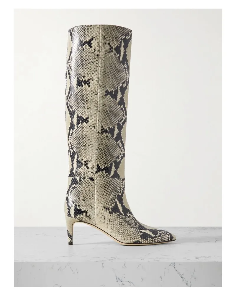 Paris Texas Stiletto Kniehohe Stiefel Aus Leder Mit Schlangeneffekt - Animal-Print Animal-print