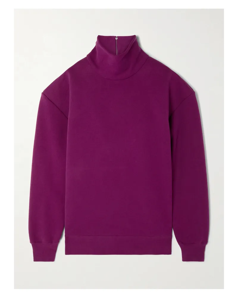 Saint Laurent Cotton-jersey Turtleneck Sweatshirt - Purple Purple
