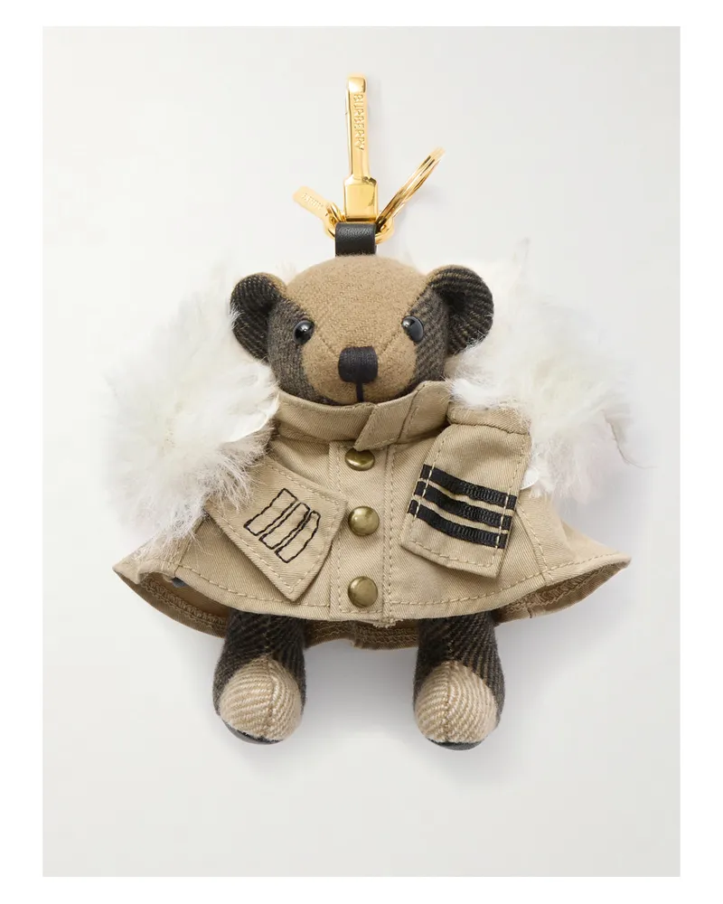 Burberry Taschenanhänger Aus Kaschmir Und Baumwollgabardine Mit Lederbesatz - Neutral Neutral