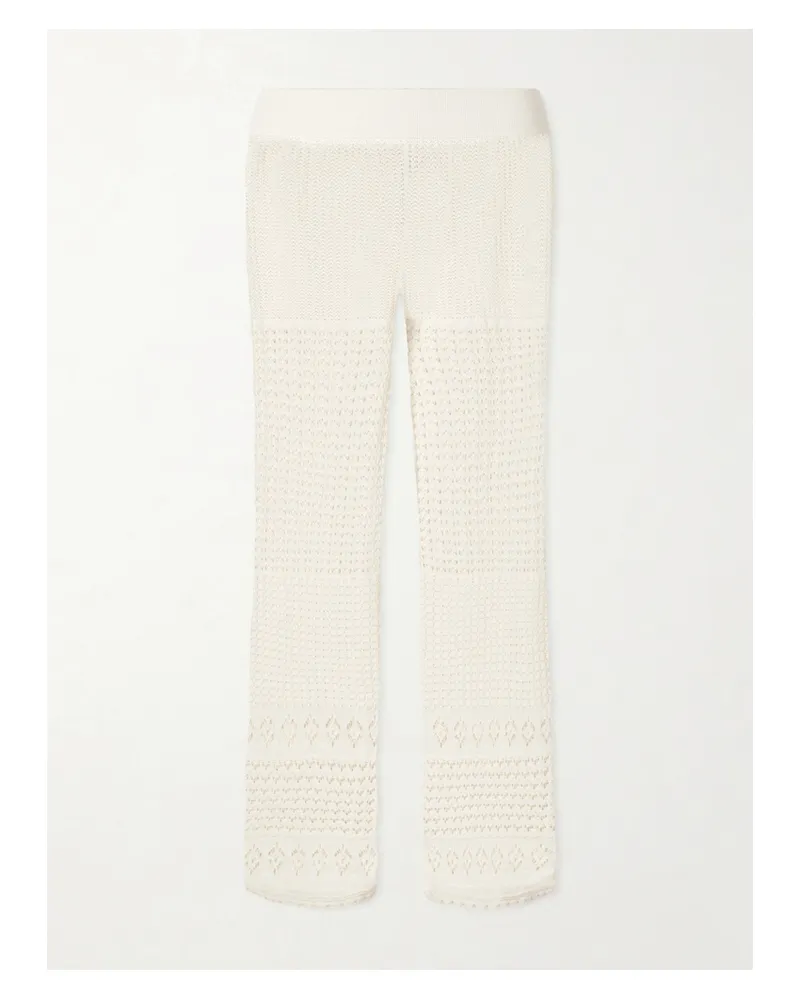 Eres Embleme Crochet-knit Straight-leg Pants - Neutrals Neutrals