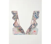 Halliday Bikini-oberteil Mit Blumenprint Und Volants - Mehrfarbig