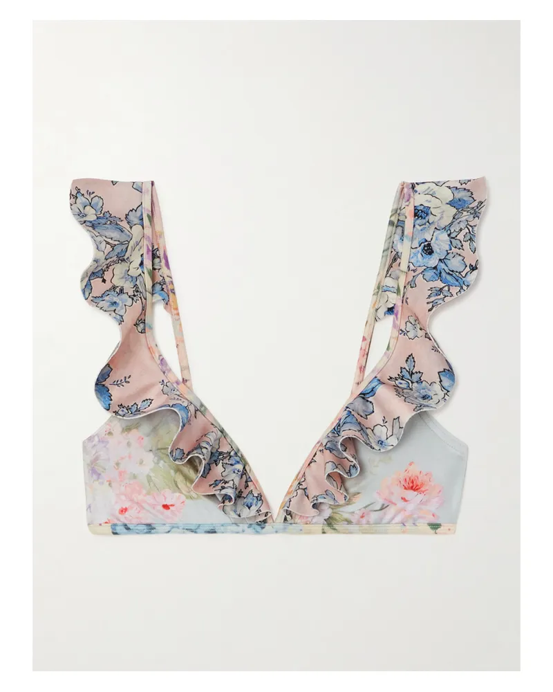 Zimmermann Halliday Bikini-oberteil Mit Blumenprint Und Volants - Mehrfarbig Mehrfarbig