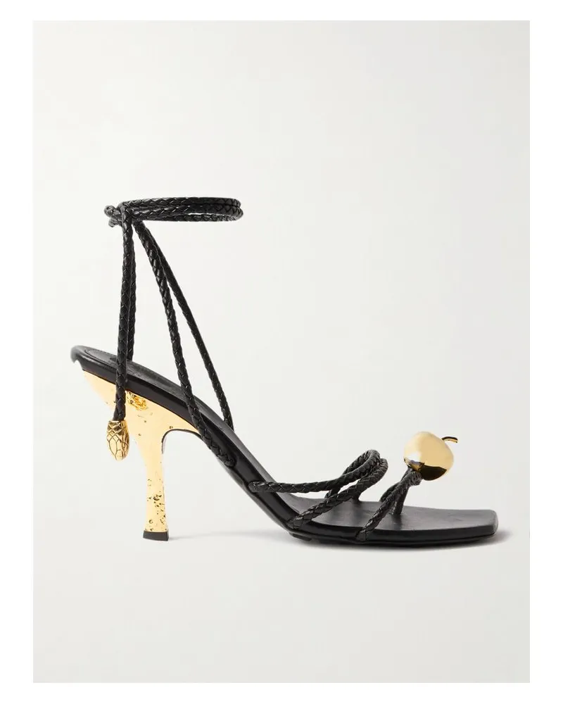 Bottega Veneta Adam Sandalen Aus Intrecciato-leder Mit Verzierung - Schwarz Schwarz