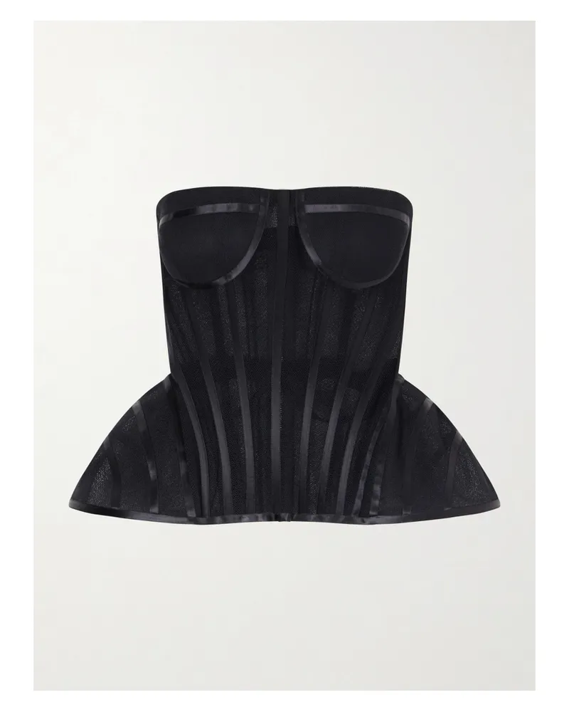 Carolina Herrera New York Strapless Tulle Bustier Top - Black Black