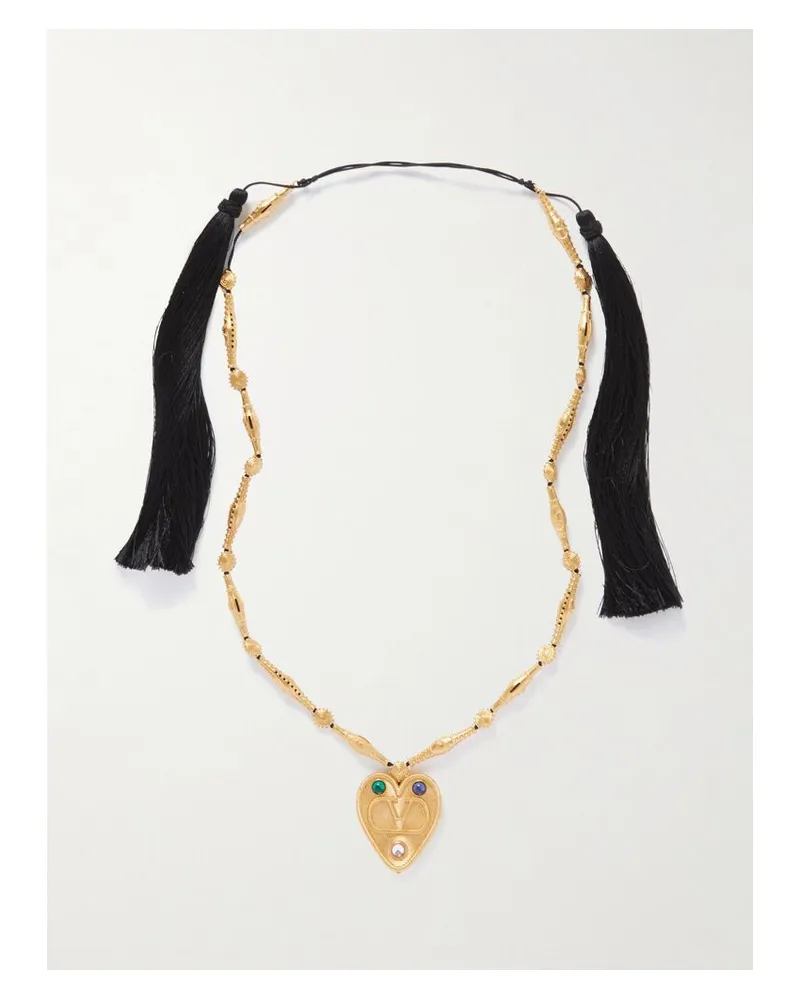 Valentino Garavani Goldfarbene Kordelkette Mit Kristallen Und Goldfarbenen Details Gold