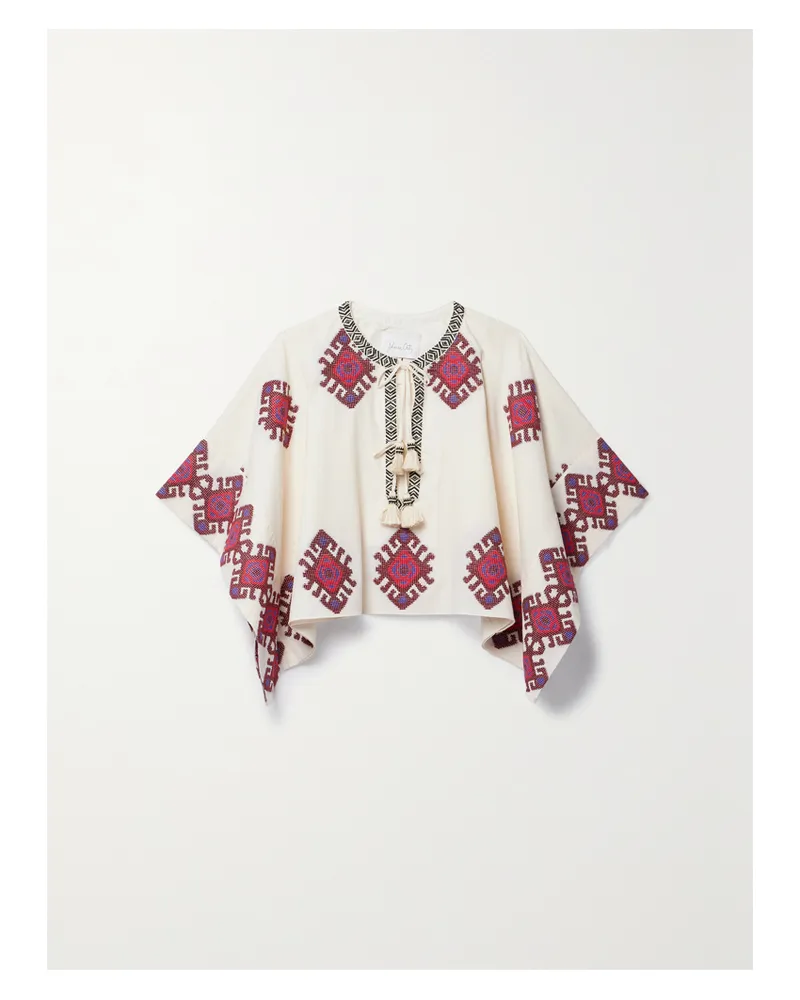Johanna Ortiz Net Sustain Bushveld Poncho Aus Baumwolle Mit Stickereien - Ecru Ecru