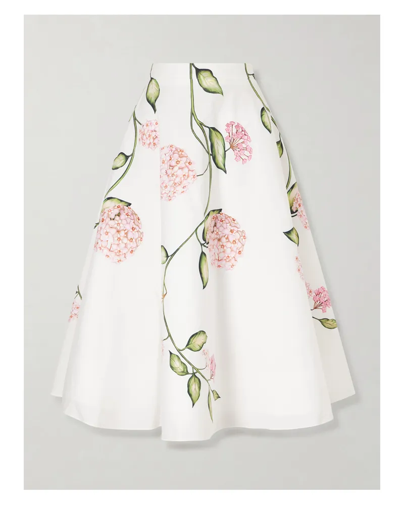 Oscar de la Renta Porcelain Midirock Aus Stretch-baumwollpopeline Mit Blumenprint - Pink Pink