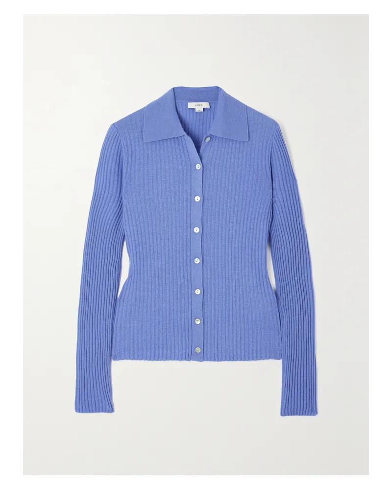 Vince Cardigan Aus Einer Gerippten Kaschmir-seidenmischung - Blau Blau