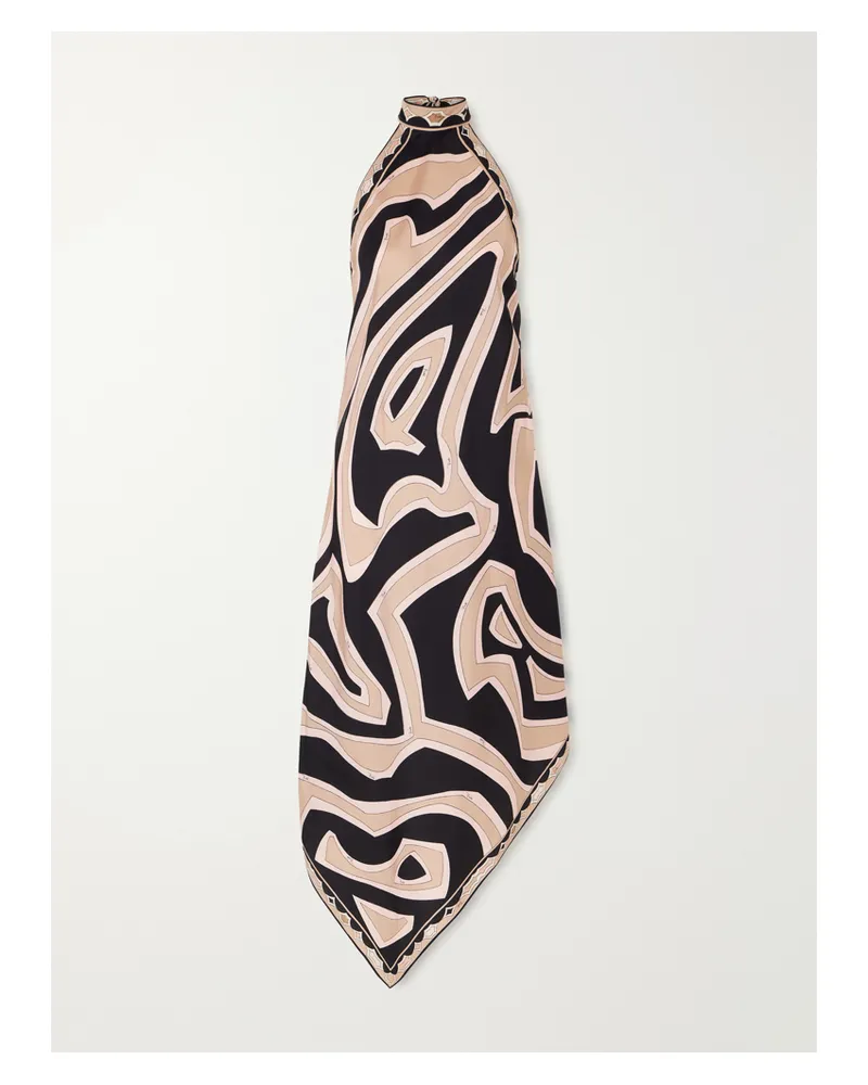 Emilio Pucci Asymmetric Printed Silk-twill Halterneck Dress - Pink Pink