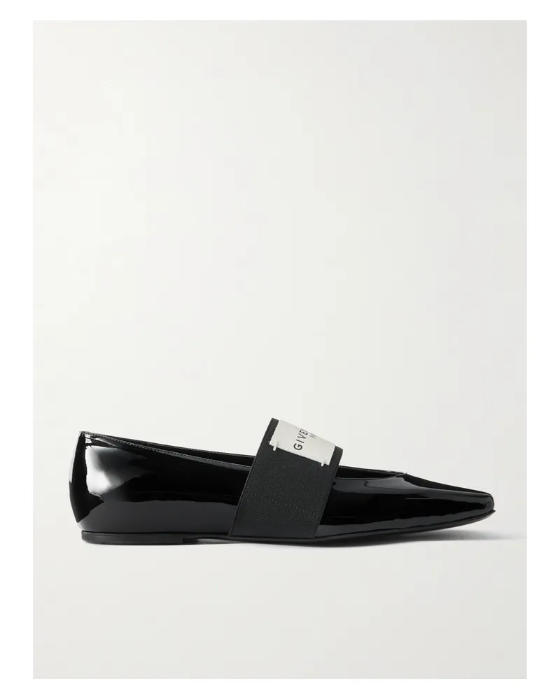 Givenchy Ballerinas Aus Lackleder Mit Logoapplikation - Schwarz Schwarz