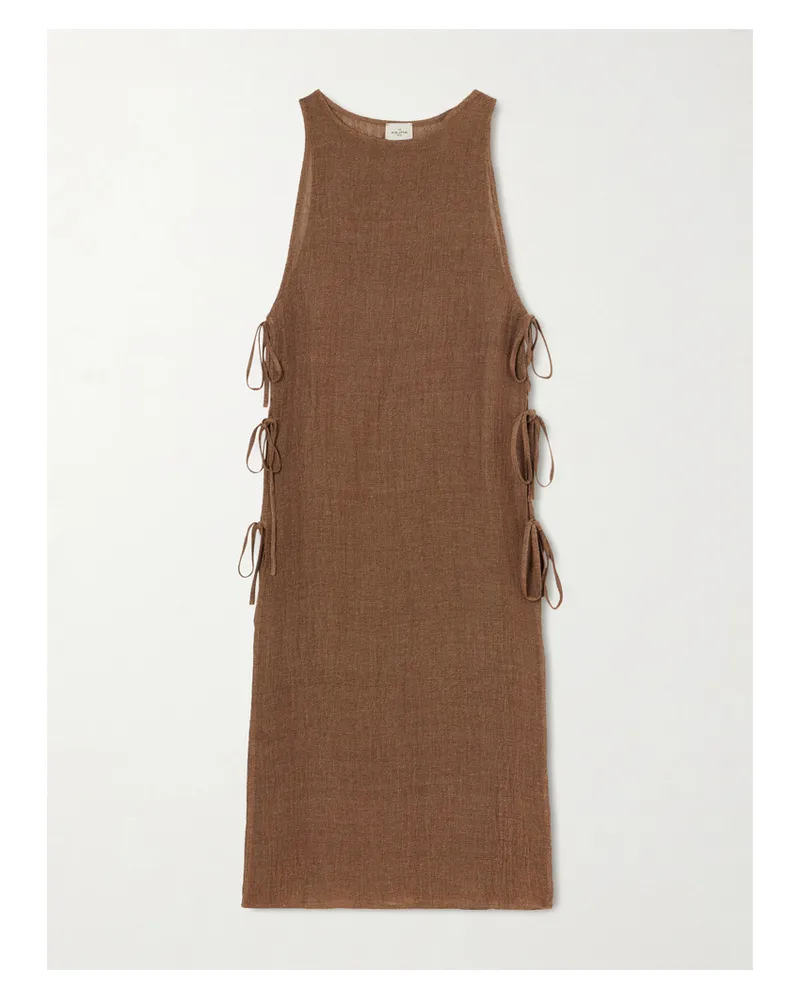 Le Kasha 1918 Jarajug Linen Midi Dress - Brown Brown