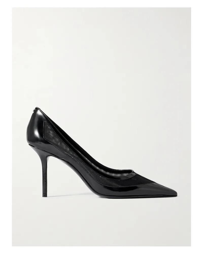 Jimmy Choo Love 85 Pumps Aus Lackleder Mit Einsätzen Aus Mesh - Schwarz Schwarz