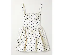 Minikleid Aus Duchesse-satin Mit Polka-dots Und Falten - Creme