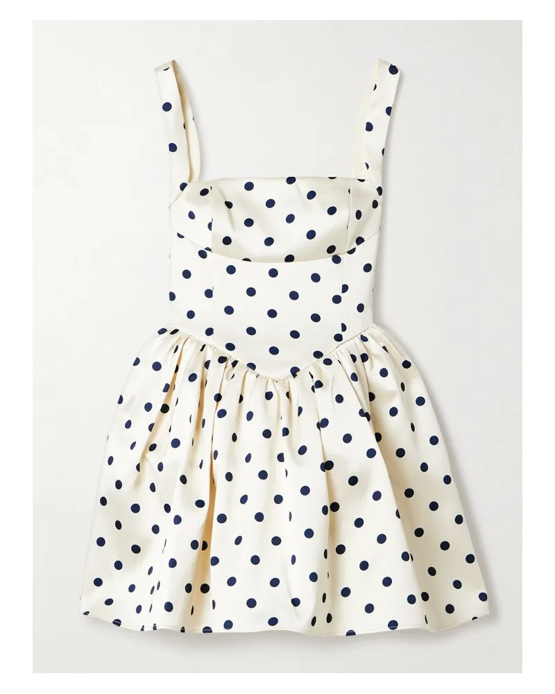 Self-Portrait Minikleid Aus Duchesse-satin Mit Polka-dots Und Falten - Creme Creme